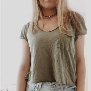 American Eagle olive crop t-shirt